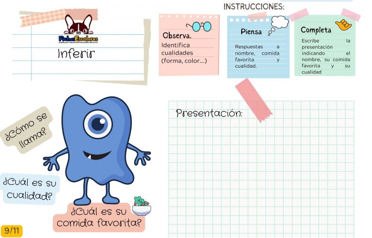 escritura inicio a la redacción. Presentación de monstruo